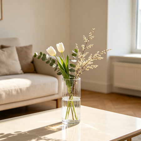 Clear Glass Cylinder Decorative Flower Vase
