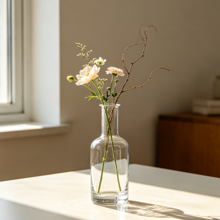 Narrow Neck Glass Flower Arrangement Vase