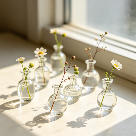 Small Tabletop Glass Bud Vase Set